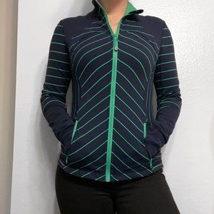 Lululemon Navy and Green Striped Jacket